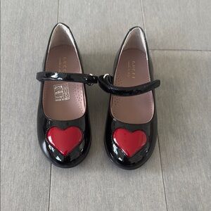 Gucci Black and Red Dress Shoes with Heart Accents